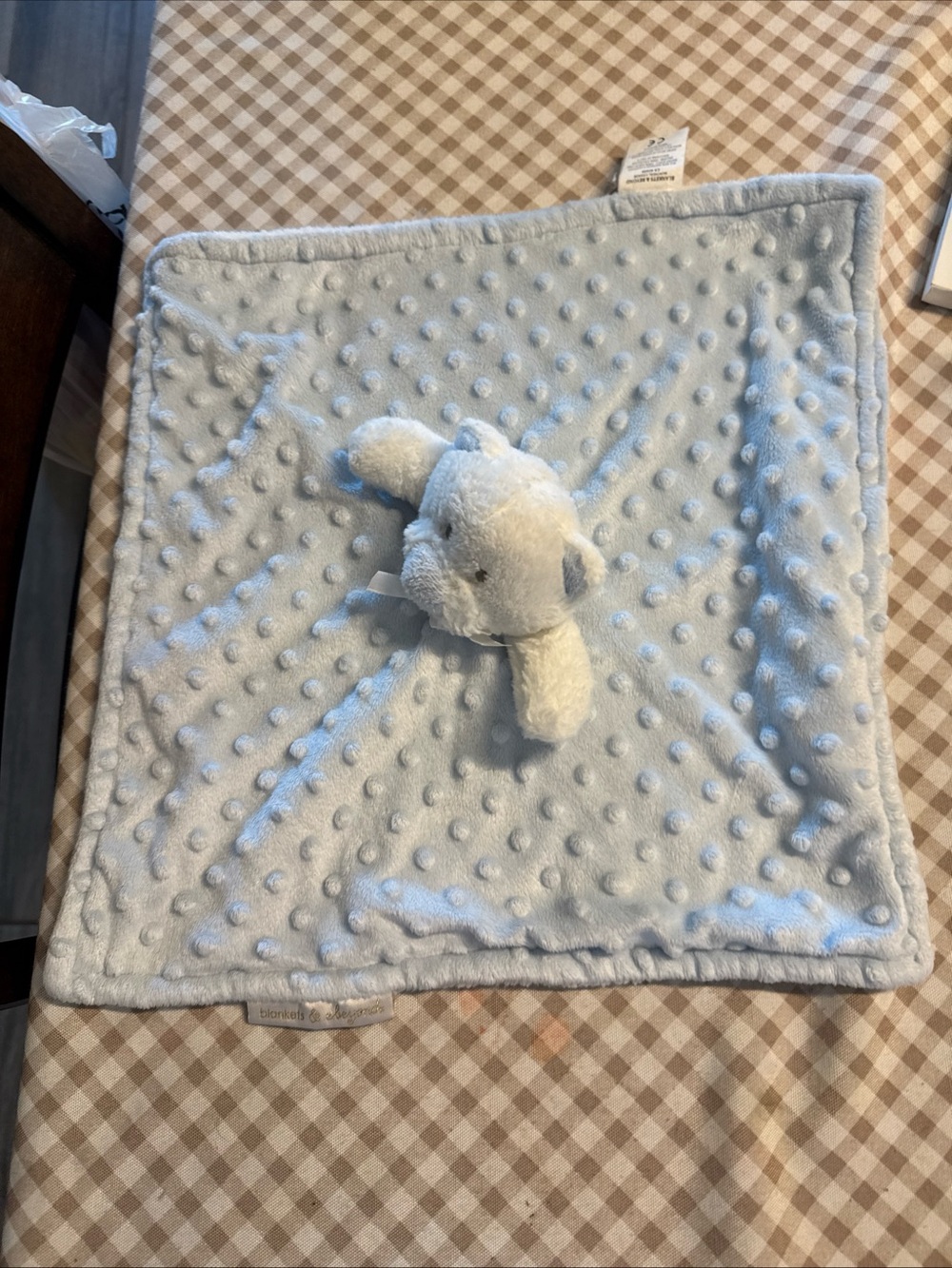 Blue Plush Bunny Lovey Security Blanket